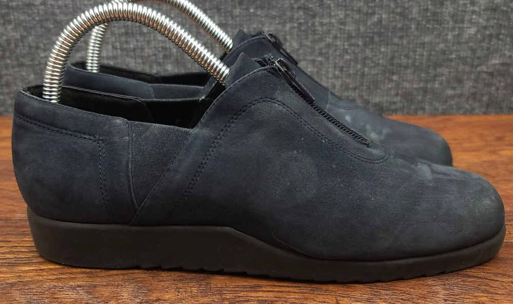 Rockport Slip On Shoes Womens 7.5M Blue Suede Leather Zip Comfort Casual